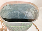 Folksy Old Minnow Bucket  Galvanized W Green Paint Remnants   Primitive Fishing