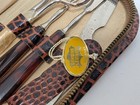 Vintage Special Triple Cut Manicure Set Brown Genuine Leather Case Germany