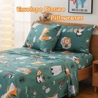 Jsd Green Forest Animals Kids Sheet Set Twin Size  3 Piece Woodland Printed Micr