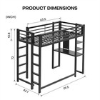 Metal Twin Size Loft Bed With Desk storage Shelves 2 Side Ladder For Teens Black
