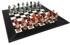 Alice In Wonderland Fantasy Chess Men Set With 18  Black Faux Leather Board