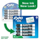 Expo Dry Erase Markers Low Odor Ink Black Chisel Tip 4 Count - Easily Erases    