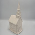 Ceramic Bisque Ready To Paint Christmas Church Village Figurine Wreaths 9 5 Inch