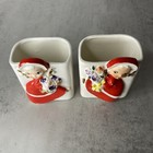 2 Vintage Relpo  4  Christmas Girl Planter W  Bouquet- Cute Japan Retro Kitsch