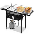 Deep Fryer Standing  Stainless Steel Propane Cooker Foldable Shelves For Outdoor