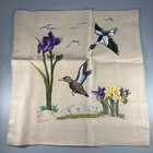 Vintage Cross Stitch Mallard Flight  16    X 17    Canvas Art Pillowcase