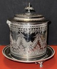 Antique Silver Plated Footed Biscuit Box Atkin Bros Sheffield England 1800   s