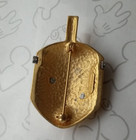 Dreidel Darlene Jewish Pin Brooch Gold Tone Hanukkah Signed Vintage Judaica