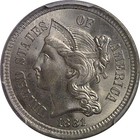 1881 3c Nickel Three Cent Pcgs Ms-65  Cac