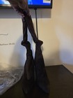Dark Brown Faux Suede Mid-calf Slouch Boots Cone Heel Pointed Toe Zip Closure