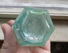 1880s Aqua S p  stickney   Poor  Spiral Ring 6 Sided Peppersauce Bottle