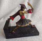 Pair Of 1930 s Ronson Samurai Metal Bookends Art-deco
