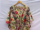 Indian Handmade Kaftan Cotton Caftan Beige Bird Print Kaftan Beach Night Dress