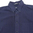 Van Heusen Dress Shirt Men s Large Navy Blue Gingham Wrinkle Free Button-down