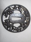 Japanese Iron Tsuba Zogan Inlay Pine Tsuba Box Sword Guard Samurai Katana