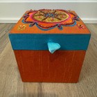 Vintage Purva Beaded Embroidered Jewelry Box Trinket Organizer Made In India Y2k