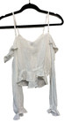 H   M White Crop Sz 6 Preppy Feminine Bridal Beachy Resort Vacation Ruffle Comfy