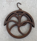 Antique Large Cast Iron Well Fender Pulley Wheel Rope Hoist Farm Tool Steampunk