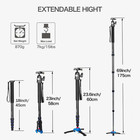 69  Aluminum Monopod With Tripod Base   Ball Head For Dslr