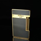 St Dupont Vintage Gas Lighter Ligne 2 Gold Plated Lacquer Black  dp60