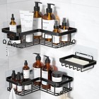 Stainless Steel L-shaped Corner Shower Caddy Organizer W  Hooks   Soap Holder Us