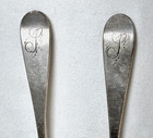 Pair 2 Antique 1805 Georgian English Sterling Silver Spoons Unknown Hallmark