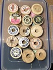 15 Vtg Wood Spool Thread Mixed Colors Clarks Talon Variety Lot Green Yellow Gold