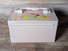 Lovely Pink Plastic Coin Box Bank 4 Inch Long W lock   Key
