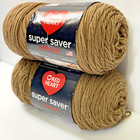 Red Heart Super Saver Yarn Cafe Latte 4-medium Worsted Weight Acrylic - Lot Of 2
