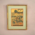 Antique Japanese Woodblock Print By Sadatora  Exterior Genre Scene  C1920