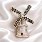 Golden Elegant Windmill Rhinestone Brooch Pin