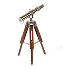 Nautical Brass   Antique Telescope Magnifier Opticals Lens Wooden Tripod Stand