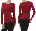 Womens Long Sleeve Thermal Top Crew Neck T-shirt Waffle Knit Layering Warm Soft