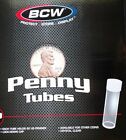 Lot Of 5 Bcw Penny Round Clear Plastic Coin Storage Tubes W  Screw On Caps