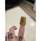 Vintage Cloisonn   Enamel Thimble Bird Floral Gold Sewing Collectible Novelty