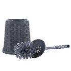 Superio Wicker Style Toilet Bowl Brush And Holder  grey   Durable Toilet Brush