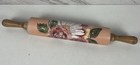 Vtg Upcycled Farmhouse Rolling Pin Pink Floral Wood Distressed Country
