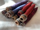 Lot Of 9 Vintage Industrial Textile Spools Of Thread Wooden Bobbins 9 Inch