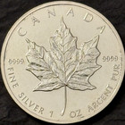 1990 Canada Maple Leaf Elizabeth Ii 5 Dollar 1 Oz  9999 Silver Coin