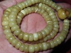Buddhist 108 Solid Button Shaped Milky Yak Bone Mala Prayer Beads  w4 