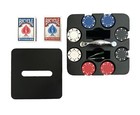 Easy To Carry  Poker Chip Set W  Two New Set Of Cards Wooden Rotating Caddy Case
