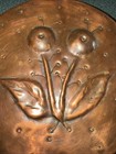 Vintage Copper Kitchen Mold Wall Hanging Flowers Brass Handles 8    Nice  