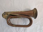 Antique Copper Brass Bugle Double Twist Military  Instrument Horn As Is