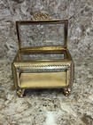 Vintage Ormolu Beveled Glass Jewelry Casket