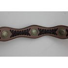 Vintage Western Brown Leather Scalloped Whipstitch Concho Belt Usa Youth