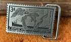 Vtg The Soo Locks Mi Great Lakes Transportation Ship - Pewter 1955 Belt Buckle