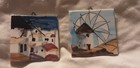 Pair Of Vintage Greek Tiles  Village Houses