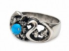 Vintage Sterling Silver Turquoise Brutalist Statement Ring Size 12 9 47g