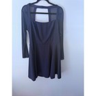 City Studios Navy Blue Square Neck Fit Flare Dress 16w Sheer Sleeve Cocktail