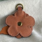 Coach 2 5  Tea Rose Flower Bag Charm Orange Leather  Brass D-ring